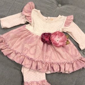 Haute Baby Ruffled Pink 6-9 Month Matching Set